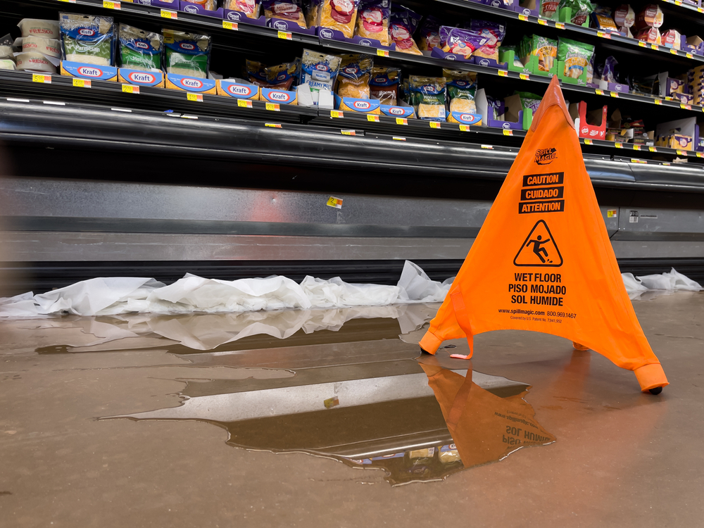 wet floor in the store